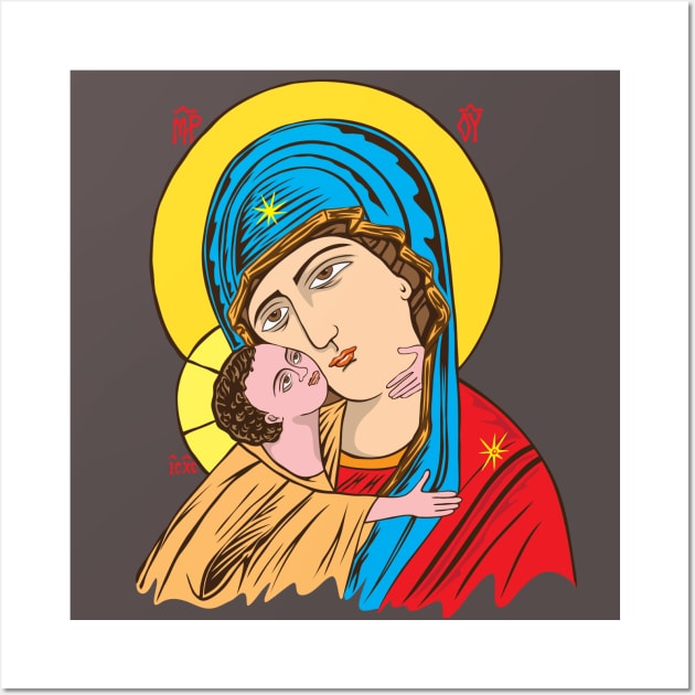 Virgin Mary and Little Christ Wall Art by martinussumbaji